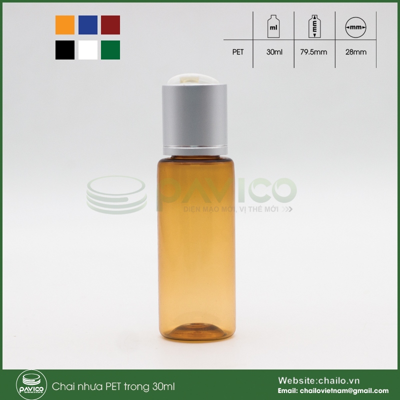 chai nhua pet da cam 30ml