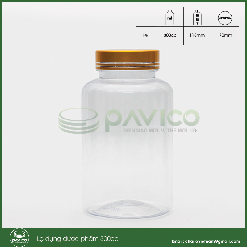 vỏ chai pet dược phẩm 300cc