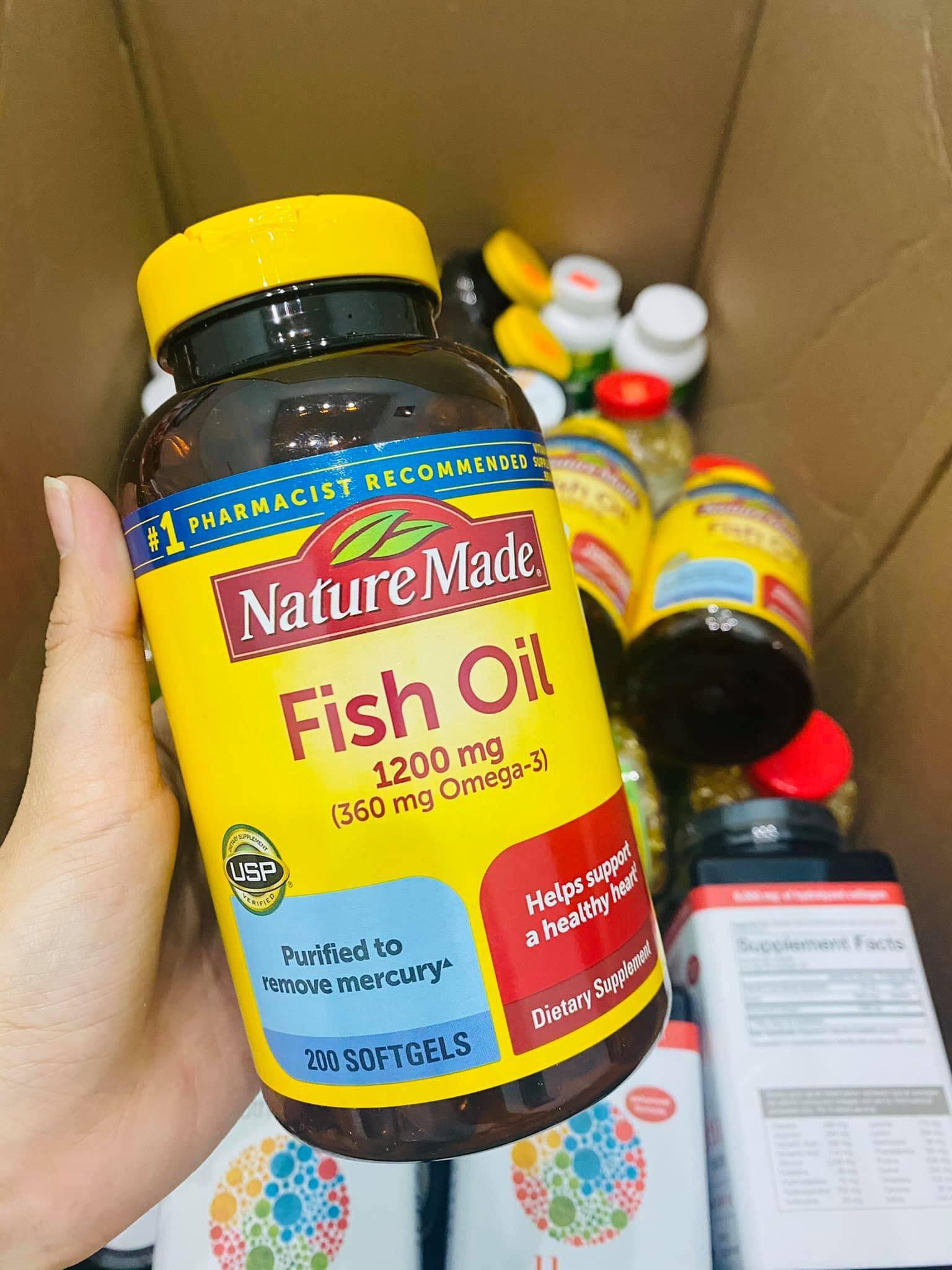 Viên dầu cá bổ sung Omega 3 NATURE MADE FISH OIL 1200MG 200v