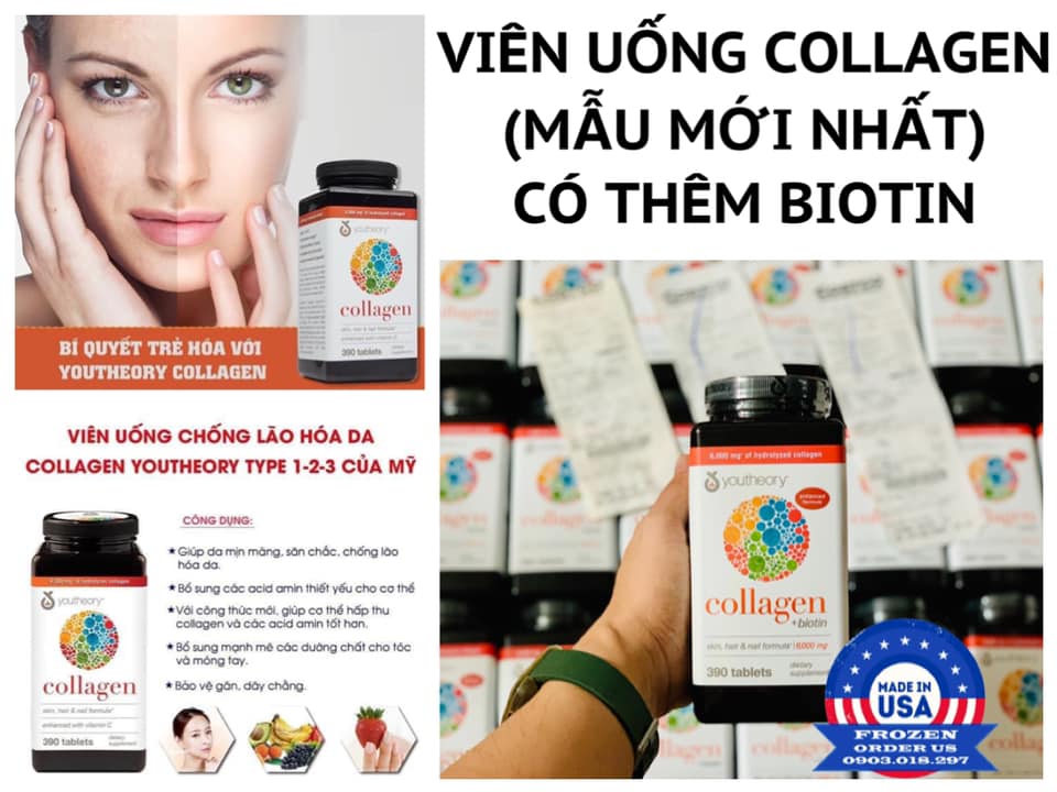 Viên Uống Collagen Youtheory Viên Uống Đẹp Da - Chống Lão Hóa Collagen Youtheory Type 1 2 3 390 Của Mỹ (Mẫu Mới ) 5.0