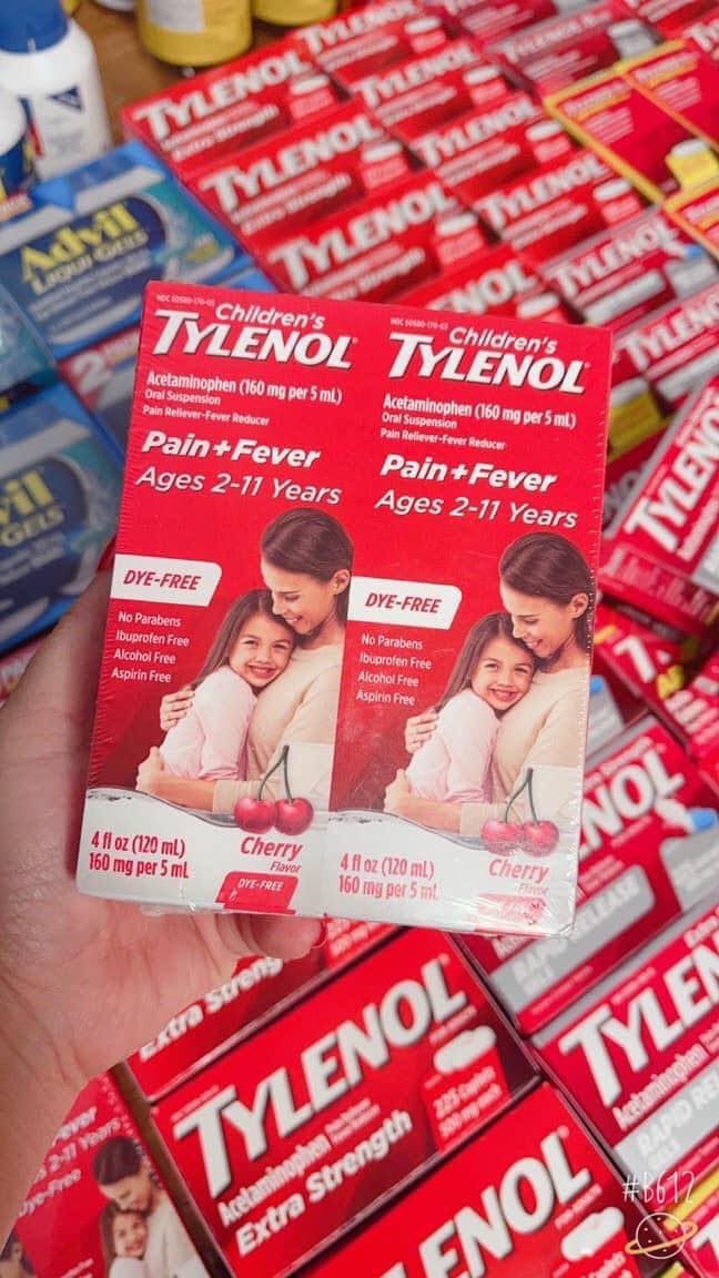 Siro giảm đau hạ sốt cho trẻ 2-11 tuổi Children’s Tylenol Pain Fever 120ml (Vị Cherry)