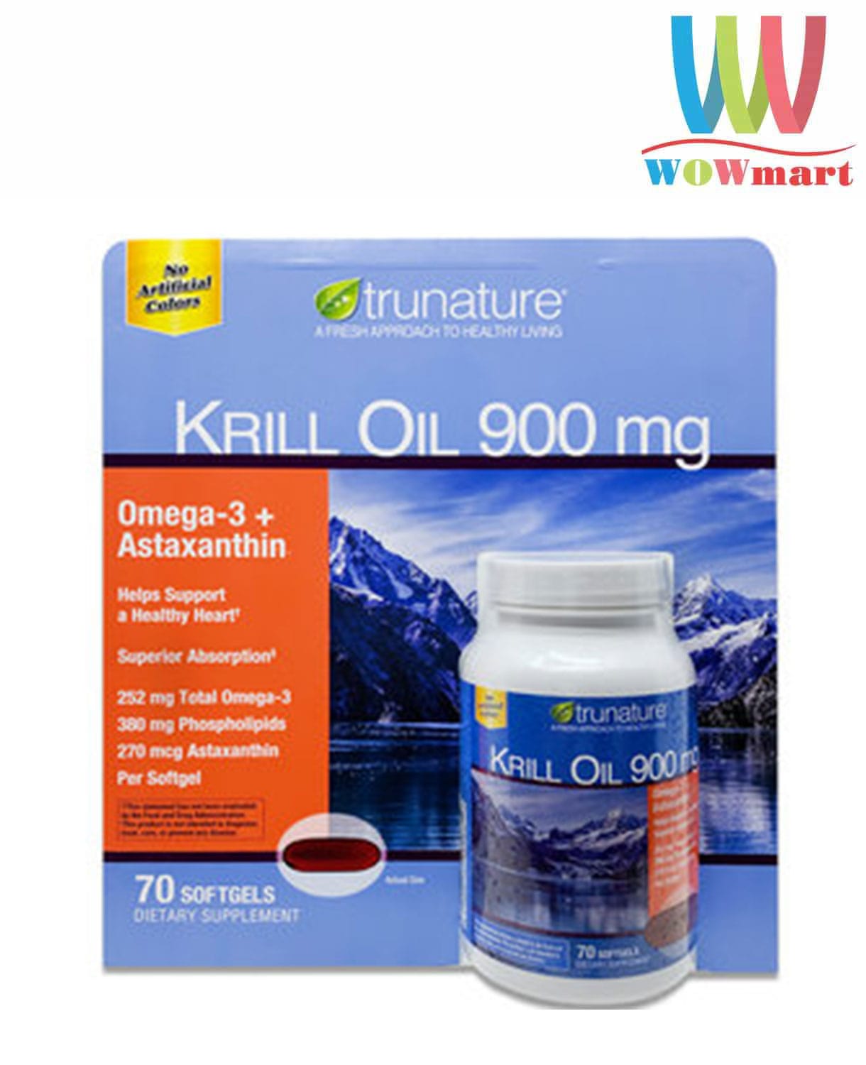 Dầu nhuyễn thể (dầu tôm) Trunature Krill Oil 900mg 70 Softgels