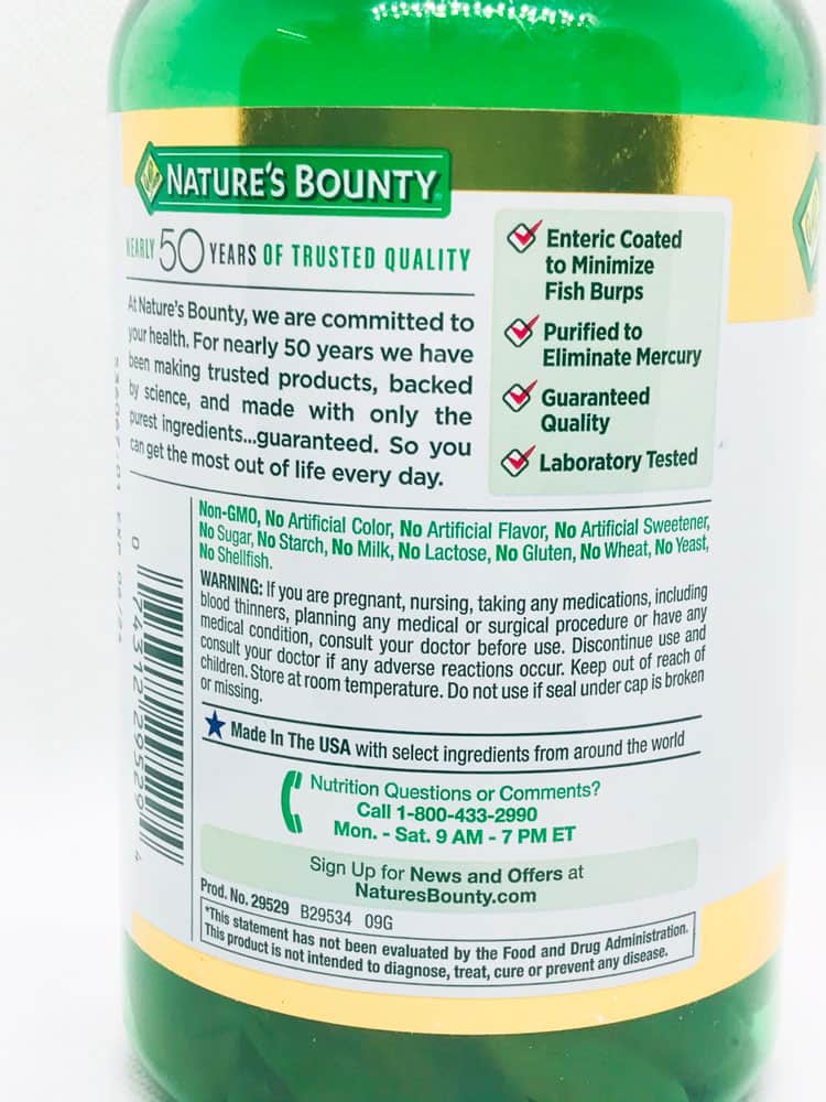 Viên uống dầu cá trợ tim, sáng mắt Nature’s Bounty Fish Oil 1400mg 130 Softgels