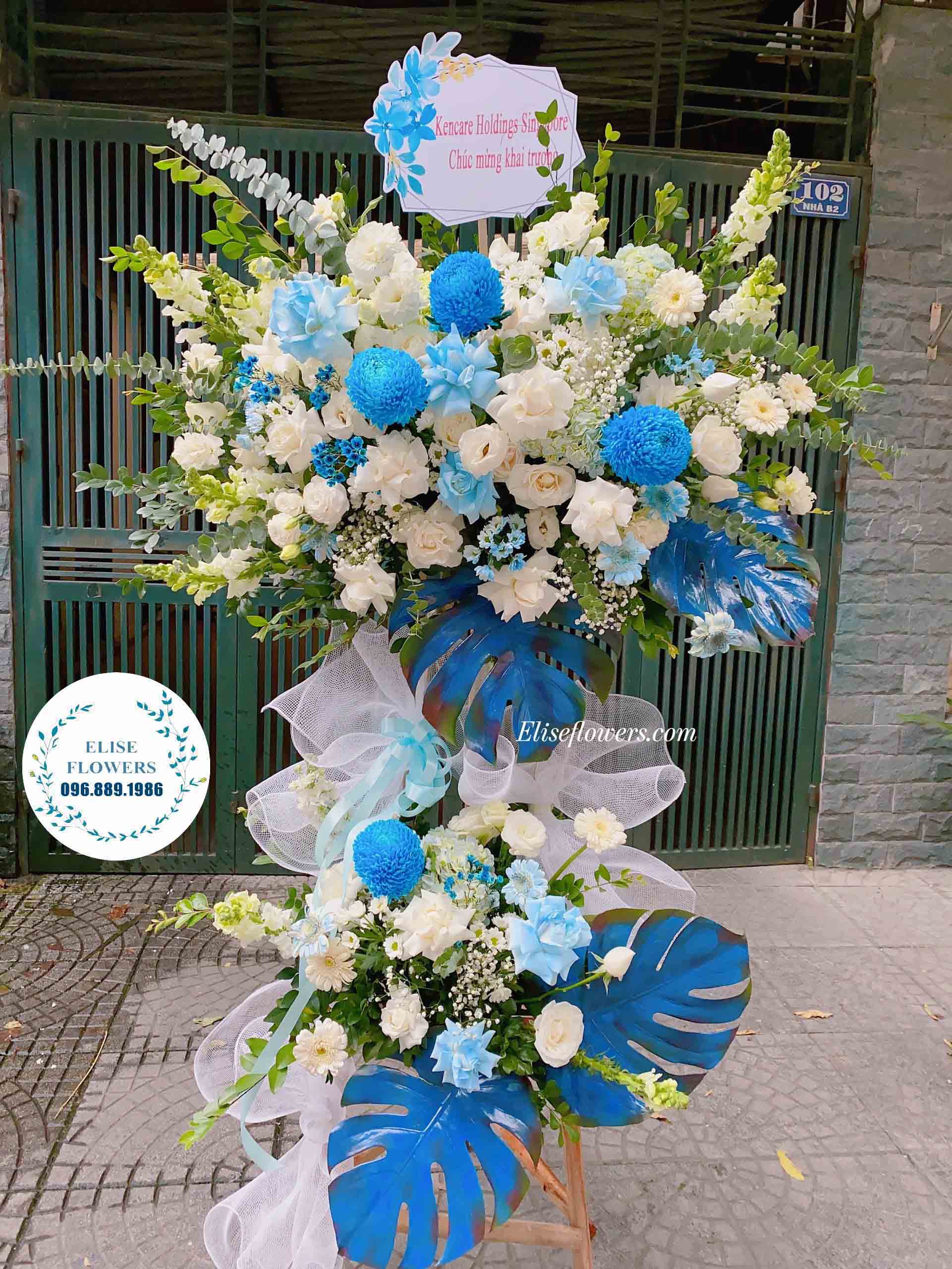 Lẵng hoa chúc mừng sinh nhật công ty | Lẵng hoa màu xanh dương đẹp tại Hà Nội | Điện hoa chúc mừng sinh nhật công ty tại Hà Nội 