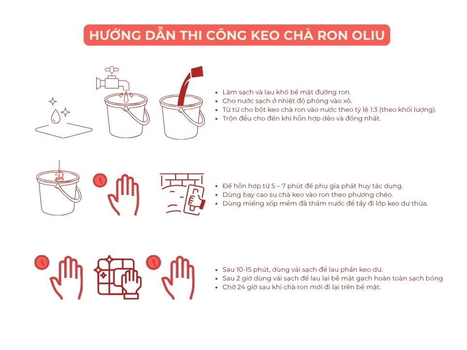 Các bước thi công Keo chà ron OLIU