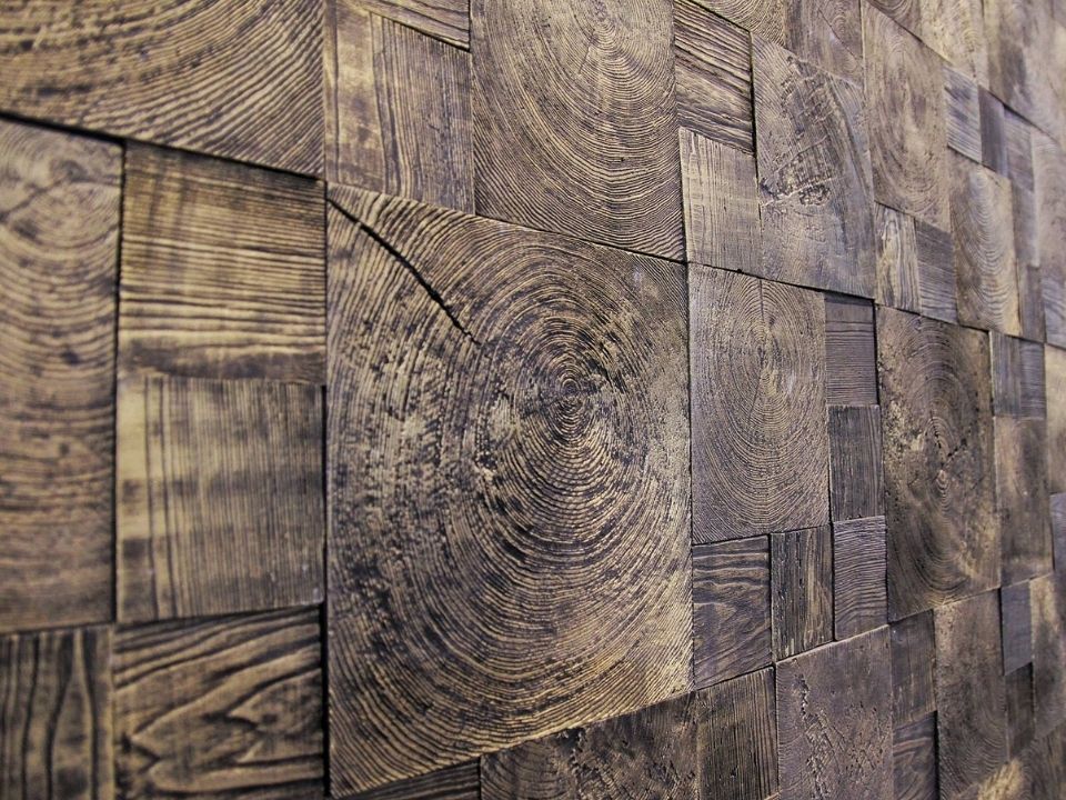 Tường gạch bê tông vân gỗ với nhiều kích thước.