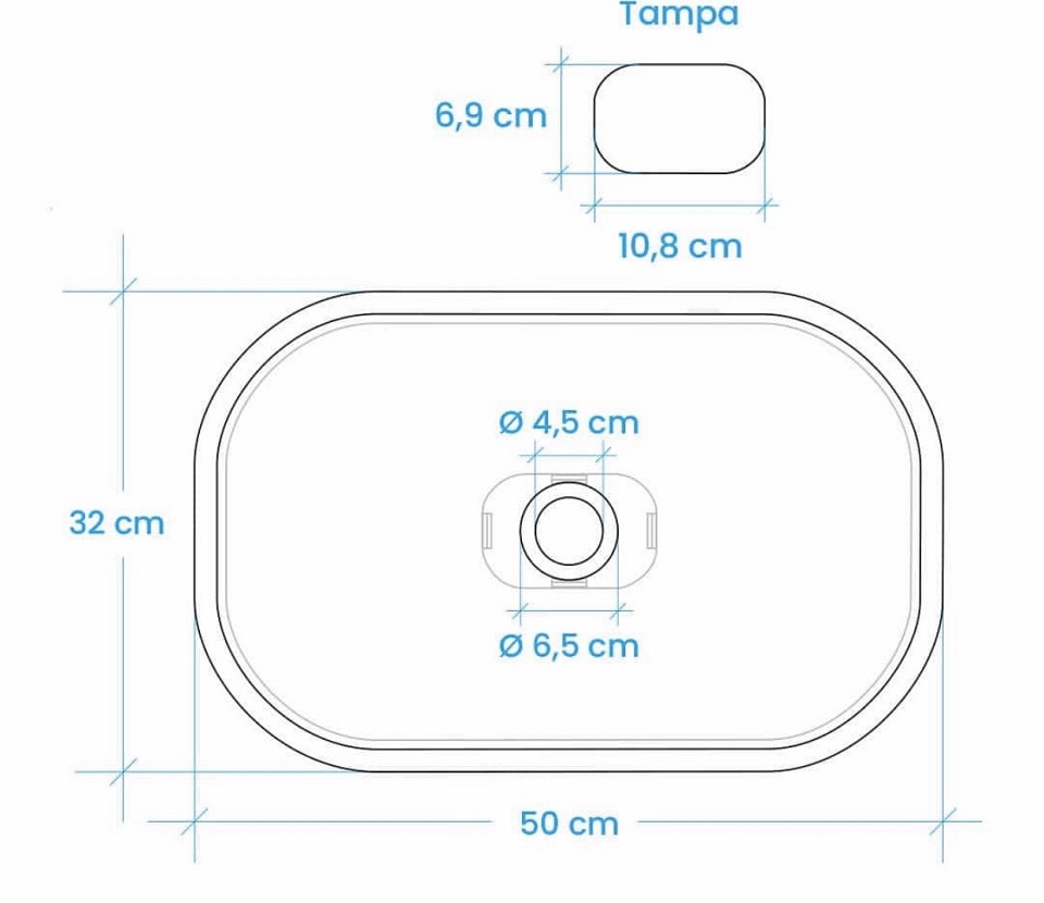 Bản vẽ chi tiết chậu rửa bê tông kích thước 50x32x14.5 cm.