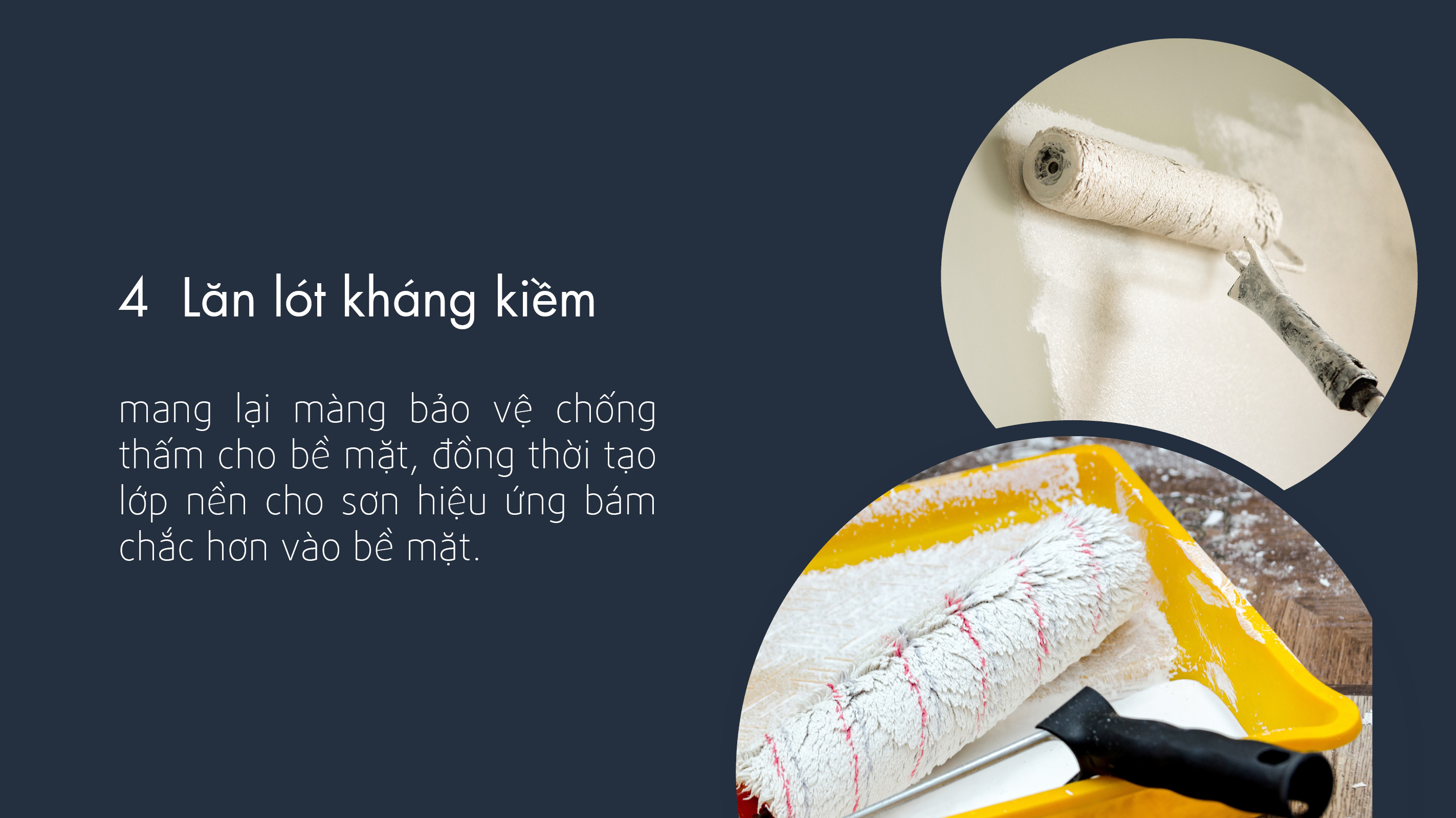 Lăn lót kháng kiềm để tạo lớp nền cho sơn hiệu ứng đá bám chắc hơn, lên màu đẹp hơn.