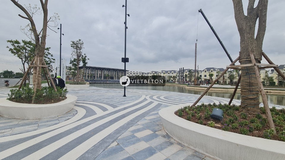Một khu zone của dự án An Lạc Green Symphony đã được hoàn thiện terrazzo.