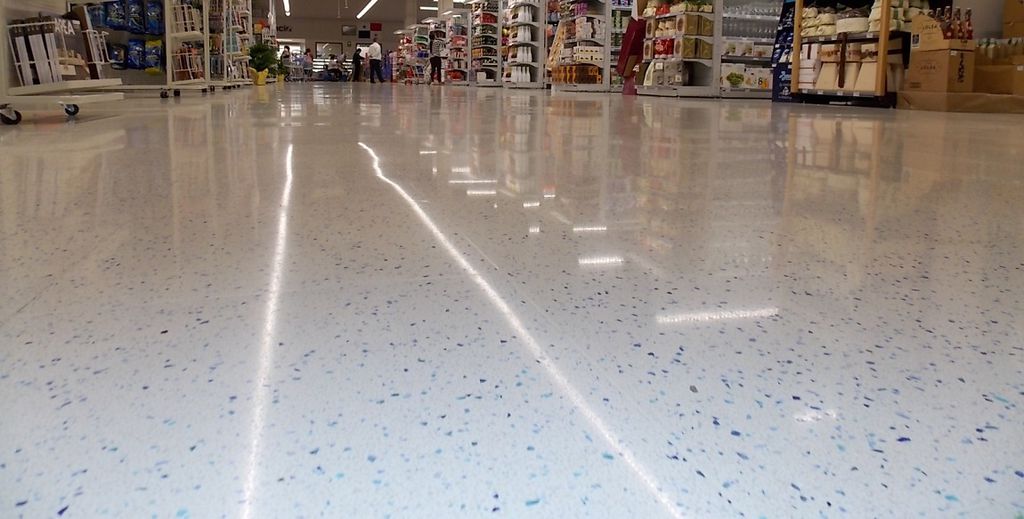 Sàn đá mài terrazzo siêu thị (Ảnh sưu tầm)