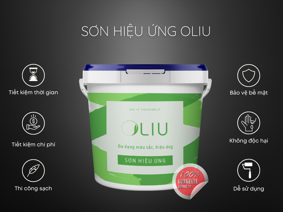 Sơn hiệu ứng Oliu 6kg, ảnh chụp mặt trước.