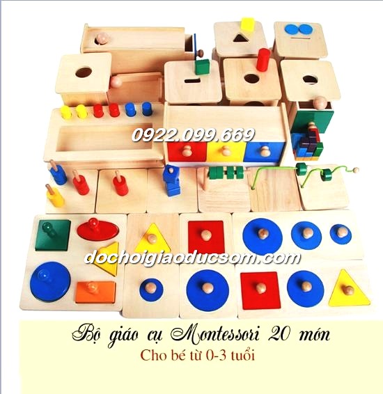 Bộ 20 món giáo cụ Montessori 0-3 tuổi hàng đẹp, giá chuẩn, chất lượng