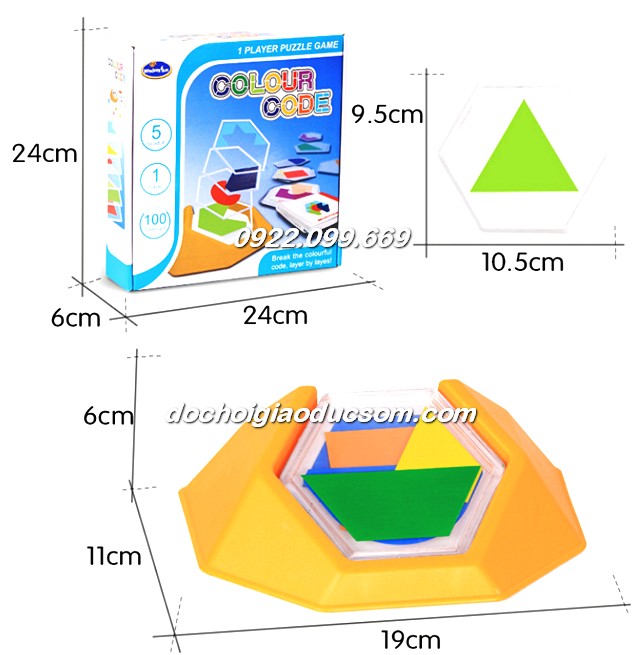 Ghép hình tư duy 18 thẻ 4 cấp độ - Thẻ Lục Giác