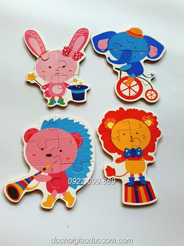 Bộ tranh ghép hình puzzle 6 mảnh  6 PCS 6 miếng loại to cho bé ghép hình My first puzzle - chủ để KHỦNG LONG