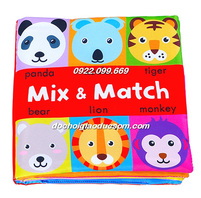 Sách vải mixmatch ghép hình mới động vật rừng, hàng đẹp, giá tốt