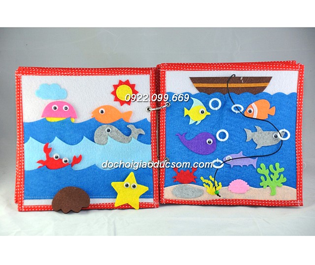 Sách vải handmade OCEAN QUIET BOOK phát triển kỹ năng cho bé