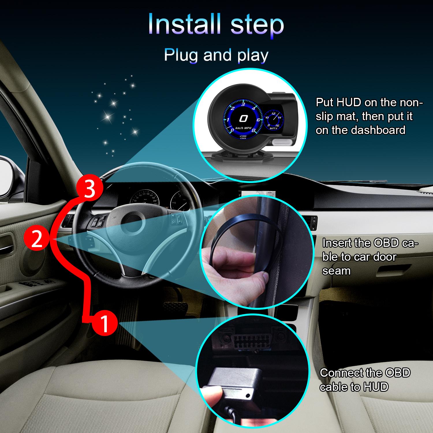 hiển thị tốc độ trên kính lái hud f8 - 2