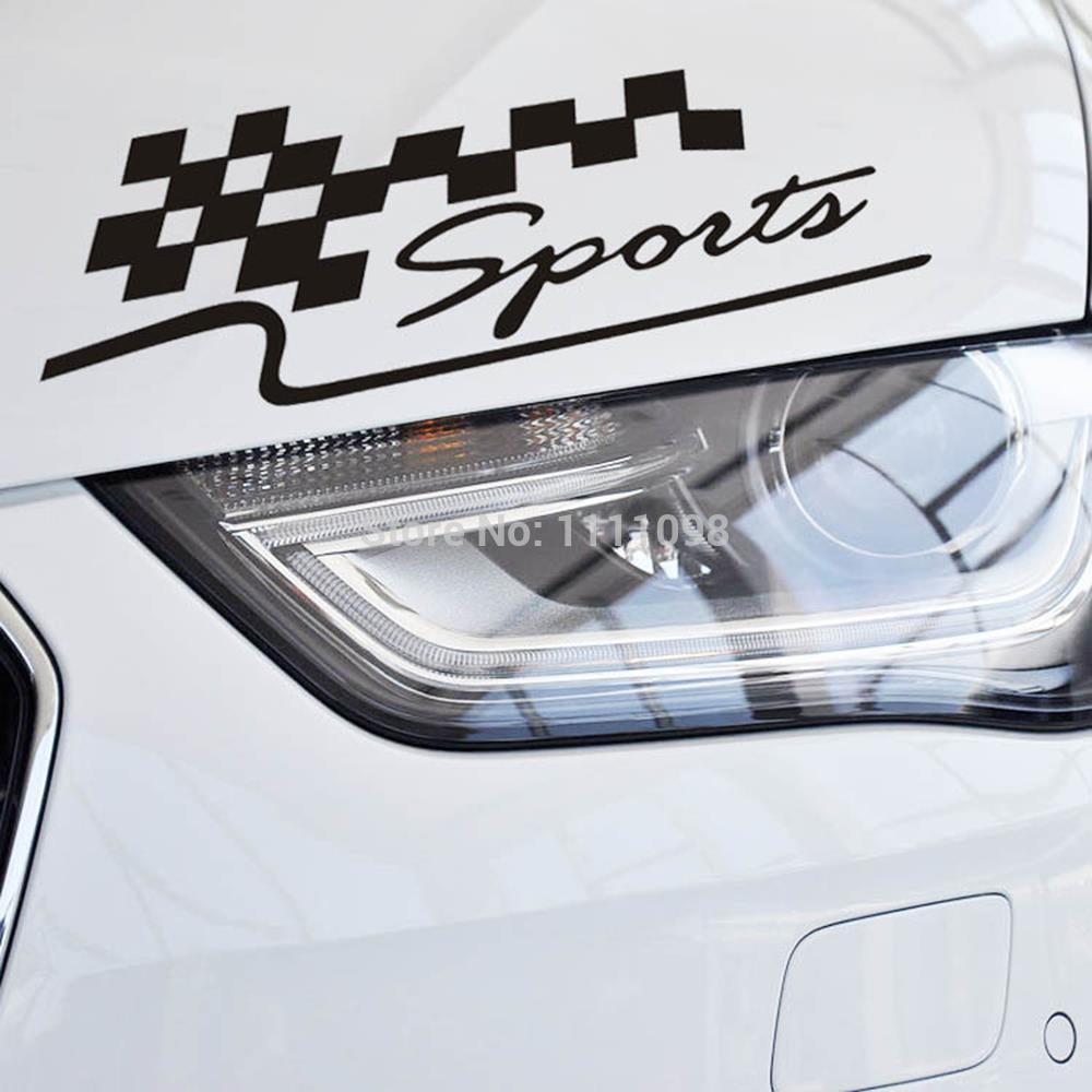 TEM DÁN SPORT KẺ CARO CHỮ MÀU ĐEN TRÊN XE HƠI