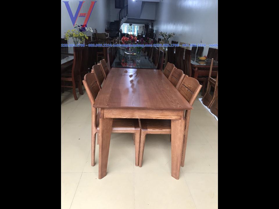 Bộ bàn ăn gỗ sồi mặt kính: GH-6036