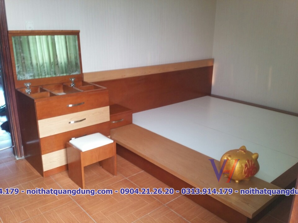giường gỗ veneer cao cấp-Quang Dũng