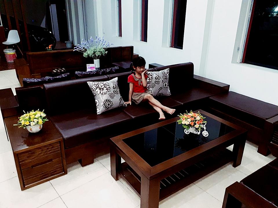 sofa văng thẳng gỗ sồi tại nội thất quang dũng