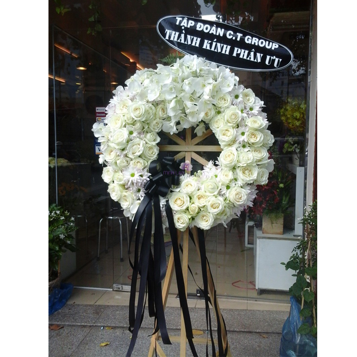 Mẫu hoa "Bình Yên" - Hoa viếng ngày đám ma trang trọng tại Vườn Hoa Xinh