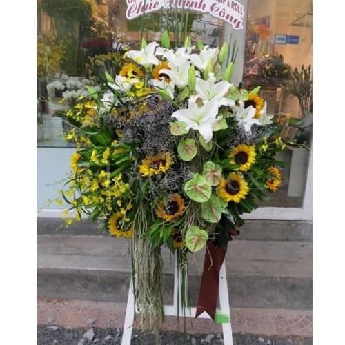 Hoa khai trương cửa hàng - Khai trương Hồng phát và hưng thịnh với kệ hoa tươi