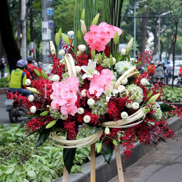 Mẫu hoa "Rực rỡ" - Hoa chúc mừng khai trương cửa hàng - Shop hoa Vườn Hoa Xinh
