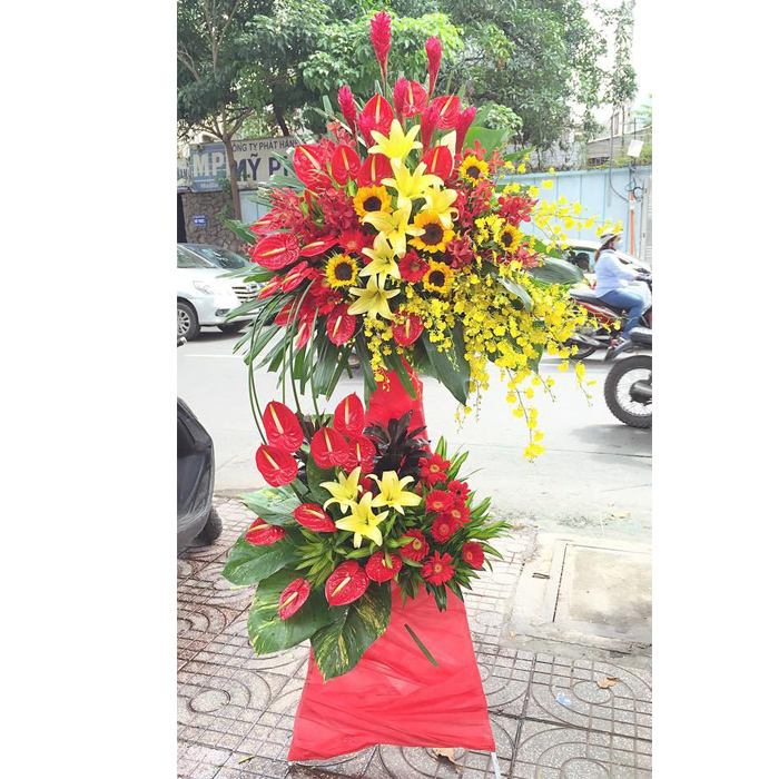 Kệ hoa khai trương "Phú quý thành công" - Mẫu hoa đẹp tại shop hoa Vườn Hoa Xinh