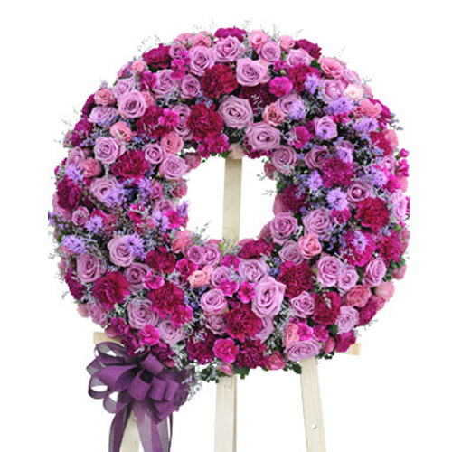 Vòng hoa tang lễ - Mẫu hoa "An nghĩ" sắc tím cho tình thân