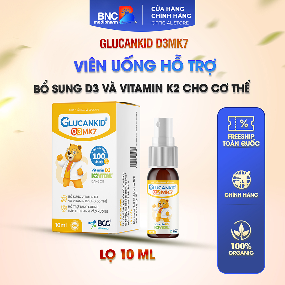 GLUCANKID D3MK7 - hỗ trợ hấp thu canxi và phòng ngừa còi xương hiệu quả