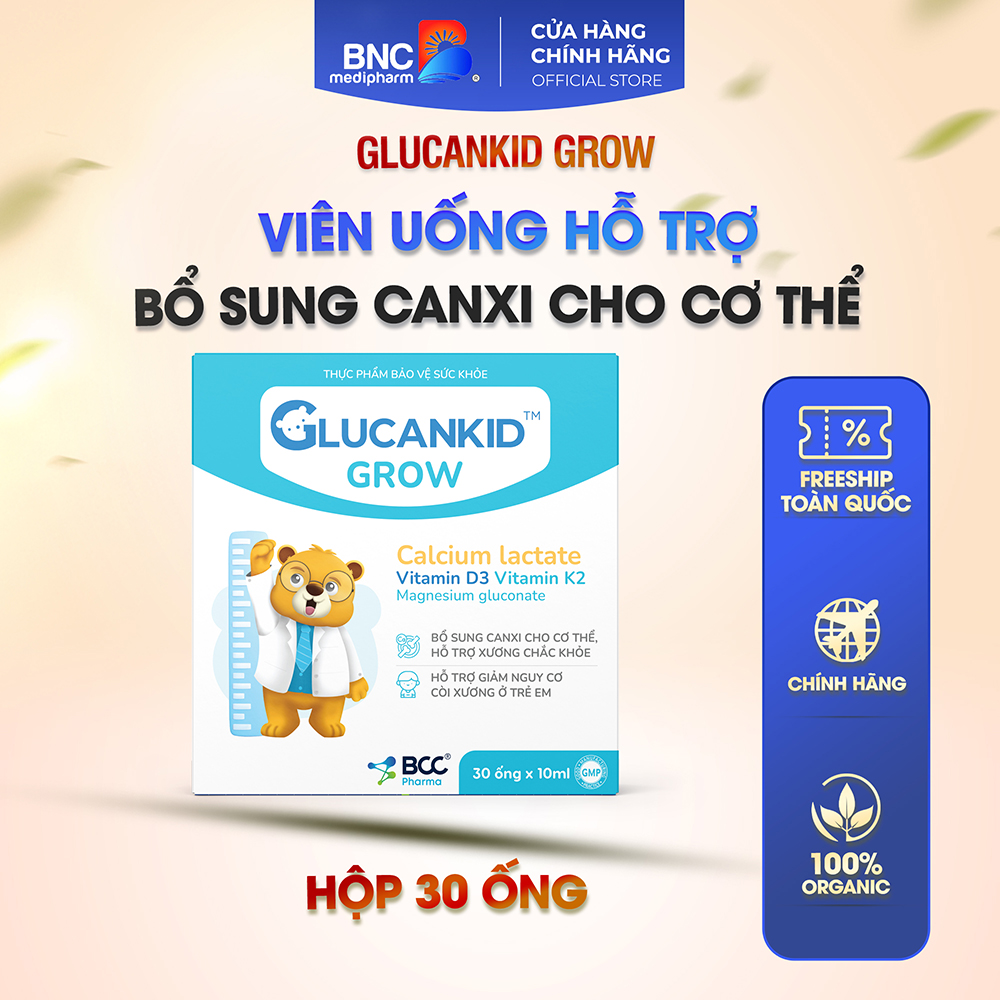 GLUCANKID GROW - Bổ sung canxi giúp hệ xương chắc khỏe, hỗ trợ phát triển chiều cao