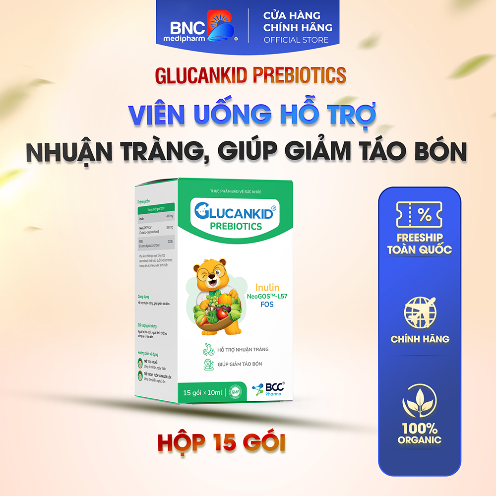 GLUCANKID PREBIOTICS - Hỗ trợ nhuận tràng, giúp đi tiêu dễ dàng, giảm tình trạng táo bón