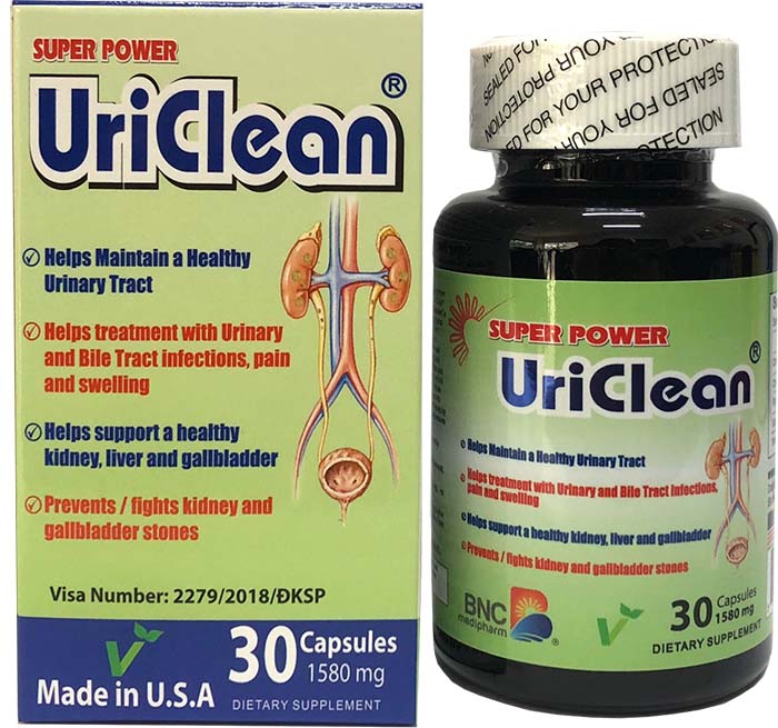 Super Power UriClean - Giúp trị viêm nhiễm hệ tiết niệu - Captek - Lọ 60 viên