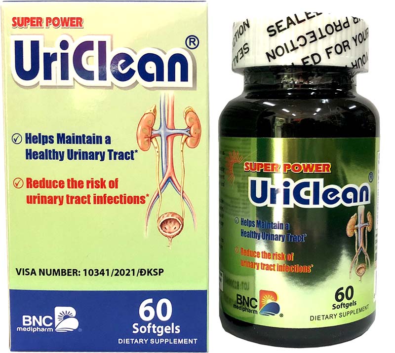 Super Power UriClean - Giúp trị viêm nhiễm hệ tiết niệu - Captek - Lọ 60 viên