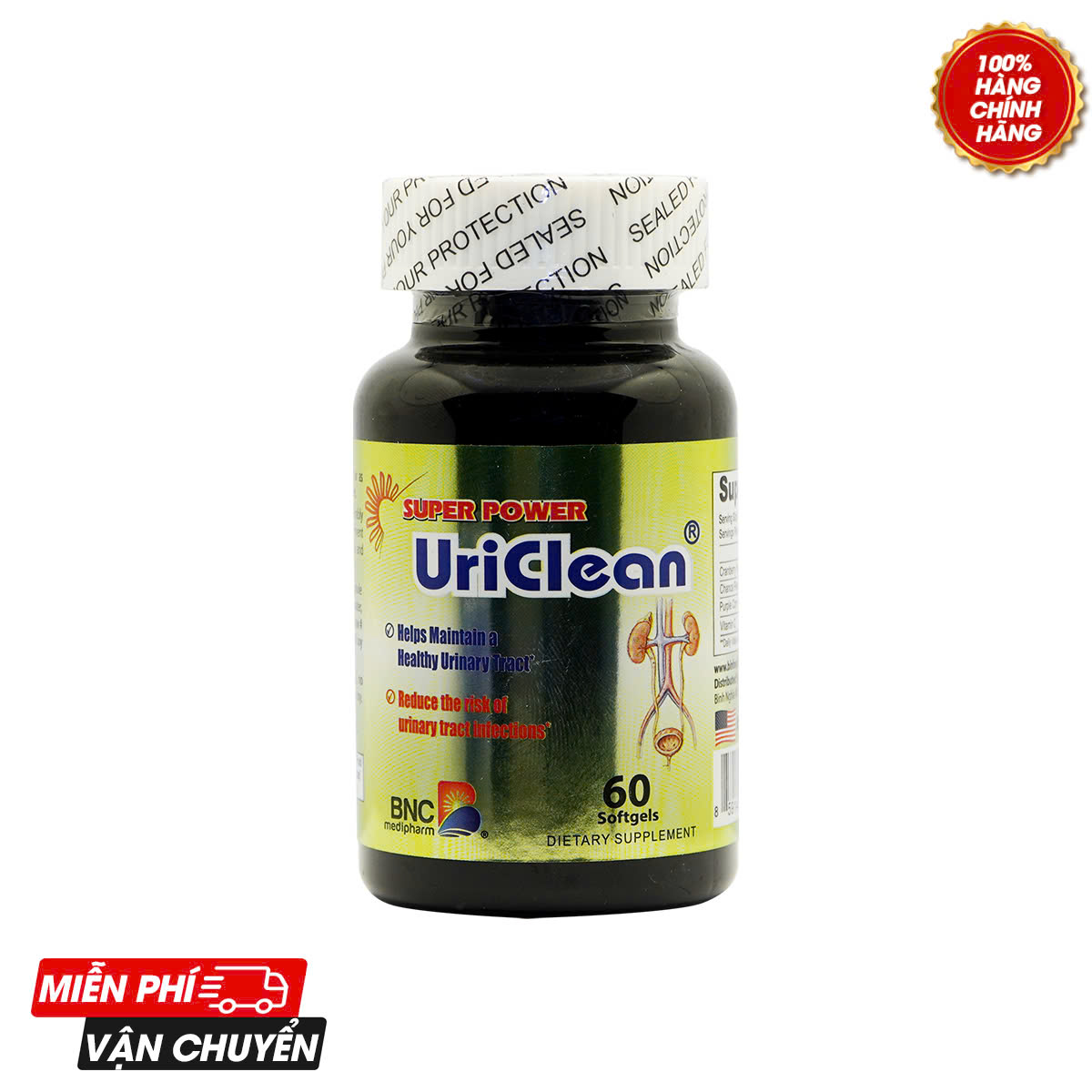 Super Power UriClean - Giúp trị viêm nhiễm hệ tiết niệu - Captek - Lọ 30 viên, 60 viên