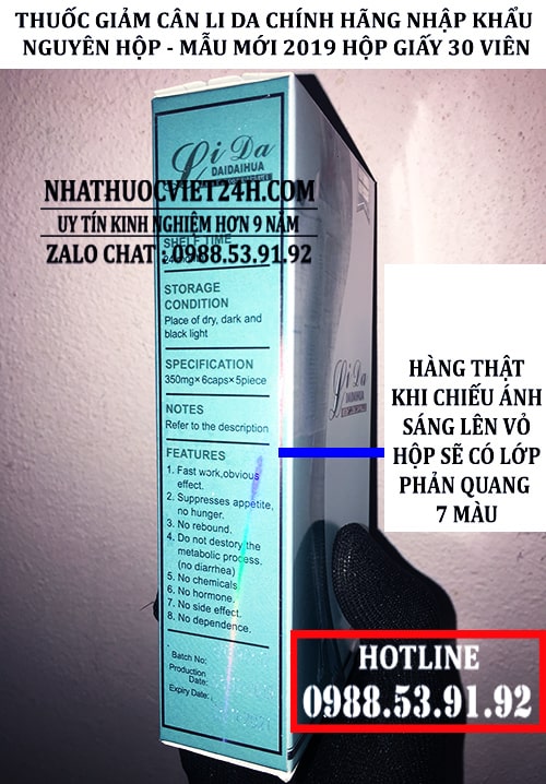 thuốc giảm cân lida hộp giấy