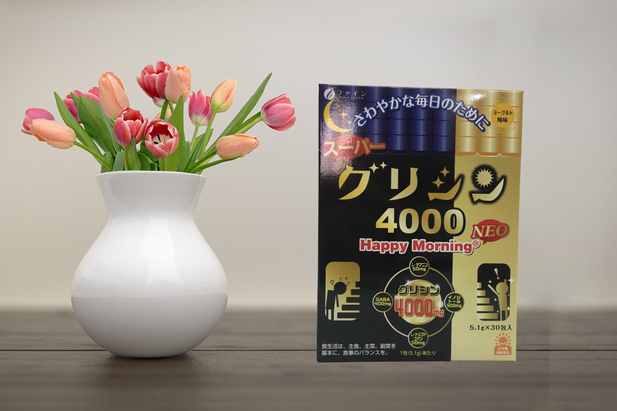 Bột ngủ ngon cao cấp - Super Glycine 4000 Happy Morning (Giải pháp cho đêm ngon giấc, ngày tràn năng lượng)