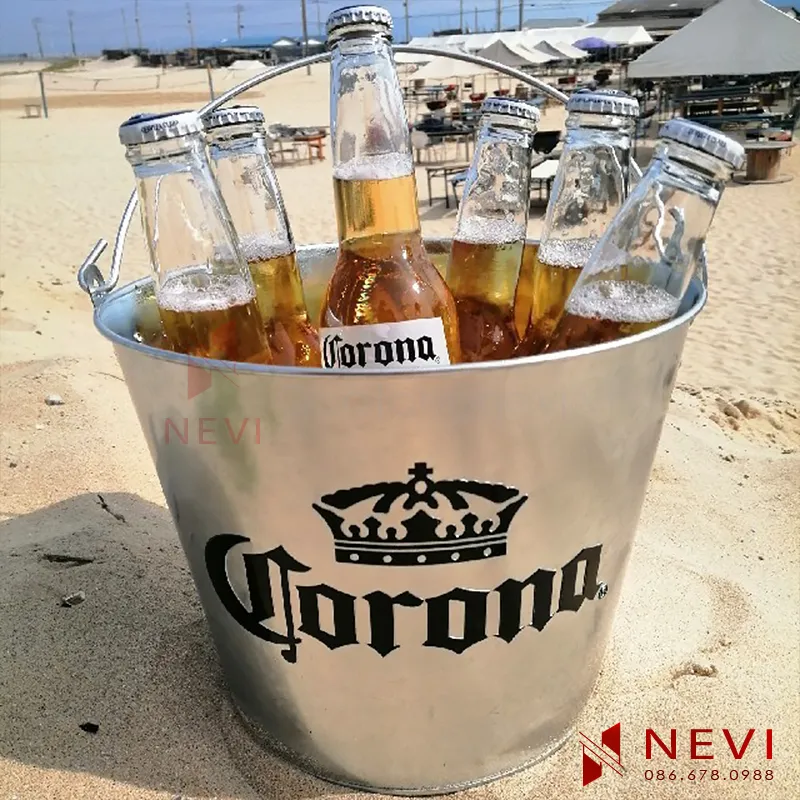 xô đá inox in logo