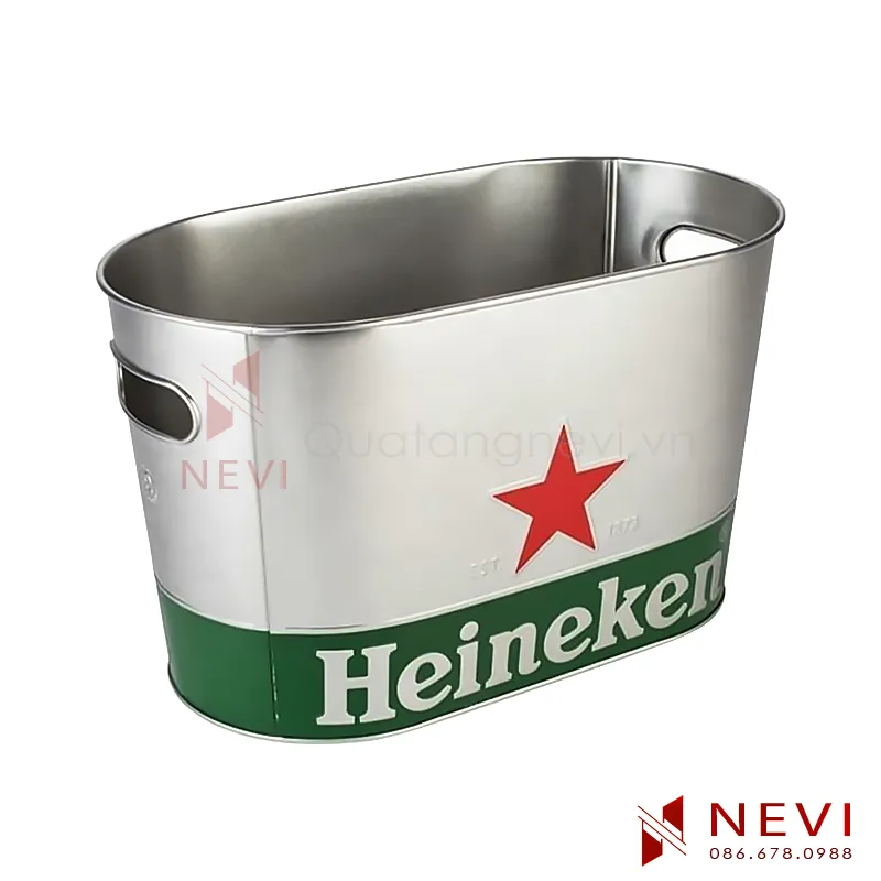 xô đá kim loại in logo heineken