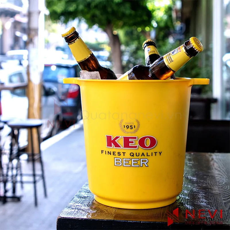 xô đá màu vàng in logo đẹp