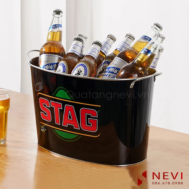 xô đá kim loại sắt in logo