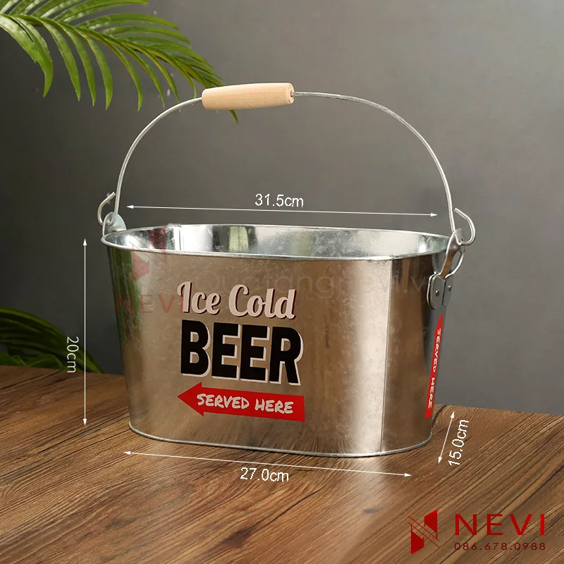 xô đá inox in logo