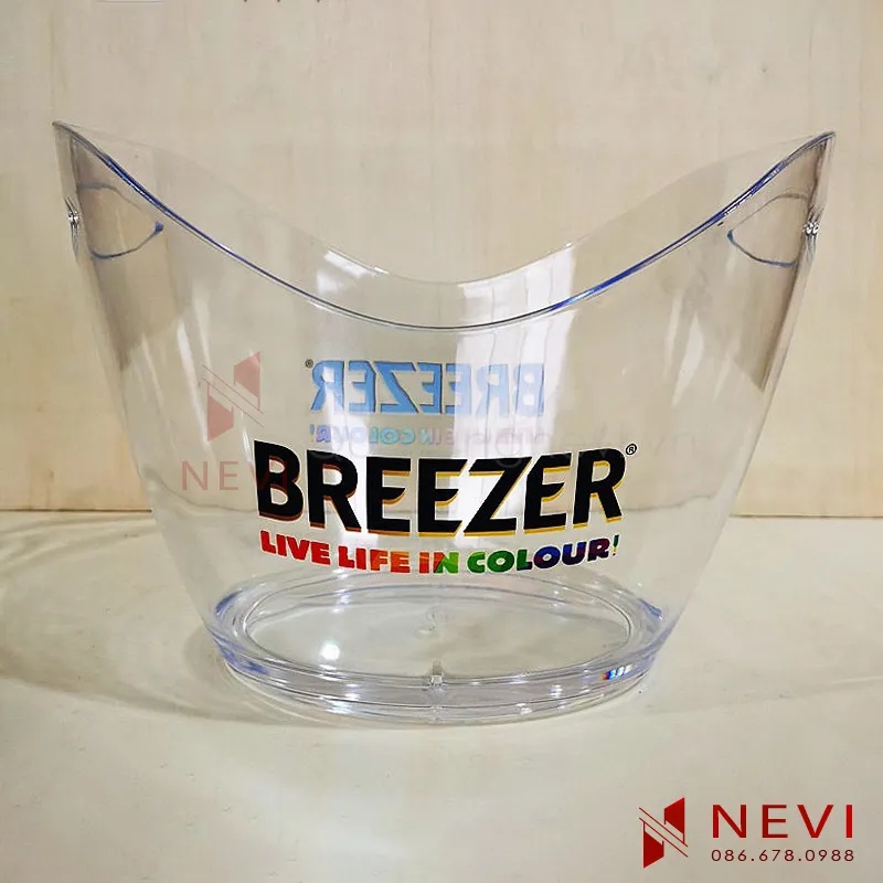 xô đá nhựa trong suốt in logo