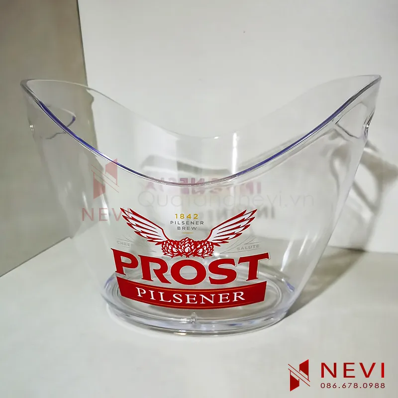 xô đựng đá ướp rượu trong suốt in logo