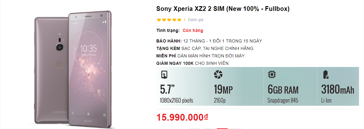 Sony Xperia XZ2 Mới