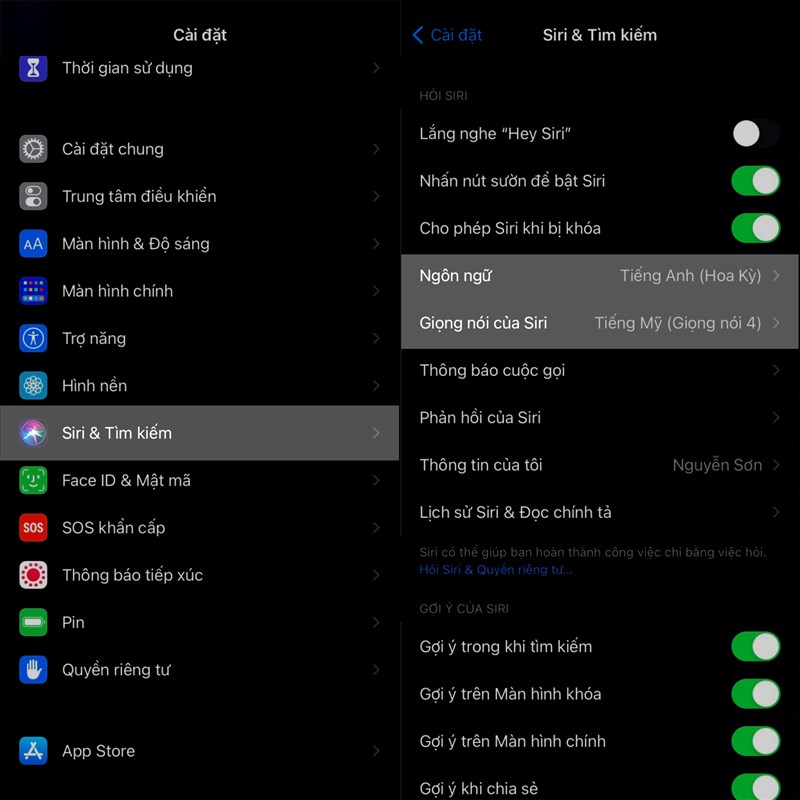 Thay đổi giọng nói Siri