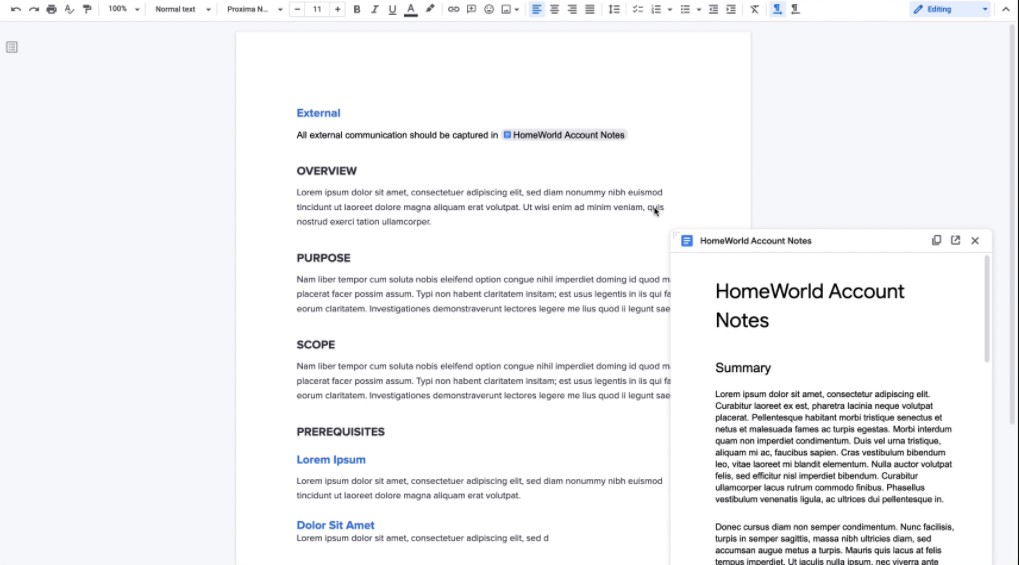 Tính năng Pageless Docs