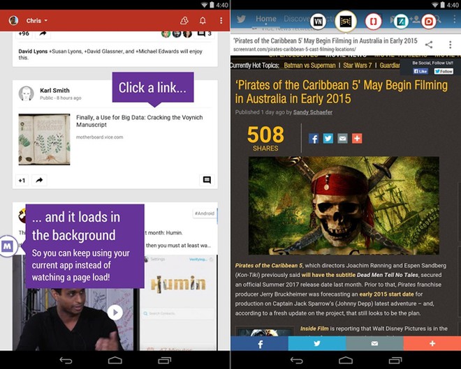 Link Bubble - tự động tải tiết kiệm thời gian