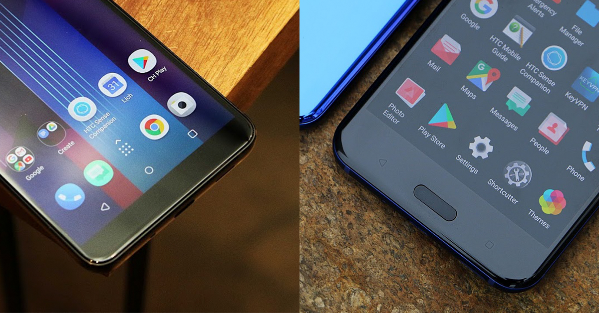 Phím điều hướng của HTC U11 Plus (trái) và HTC U11 (phải)